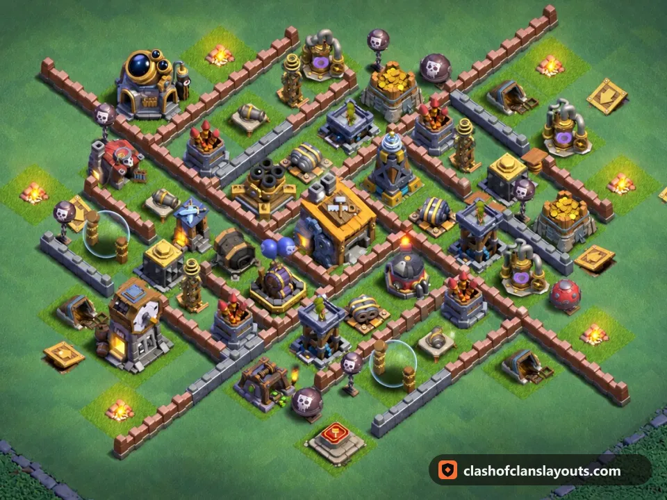BH8 Trophy Base Layout 18: Clash of Clans Builder Hall 8 trophy base layout, full base picture