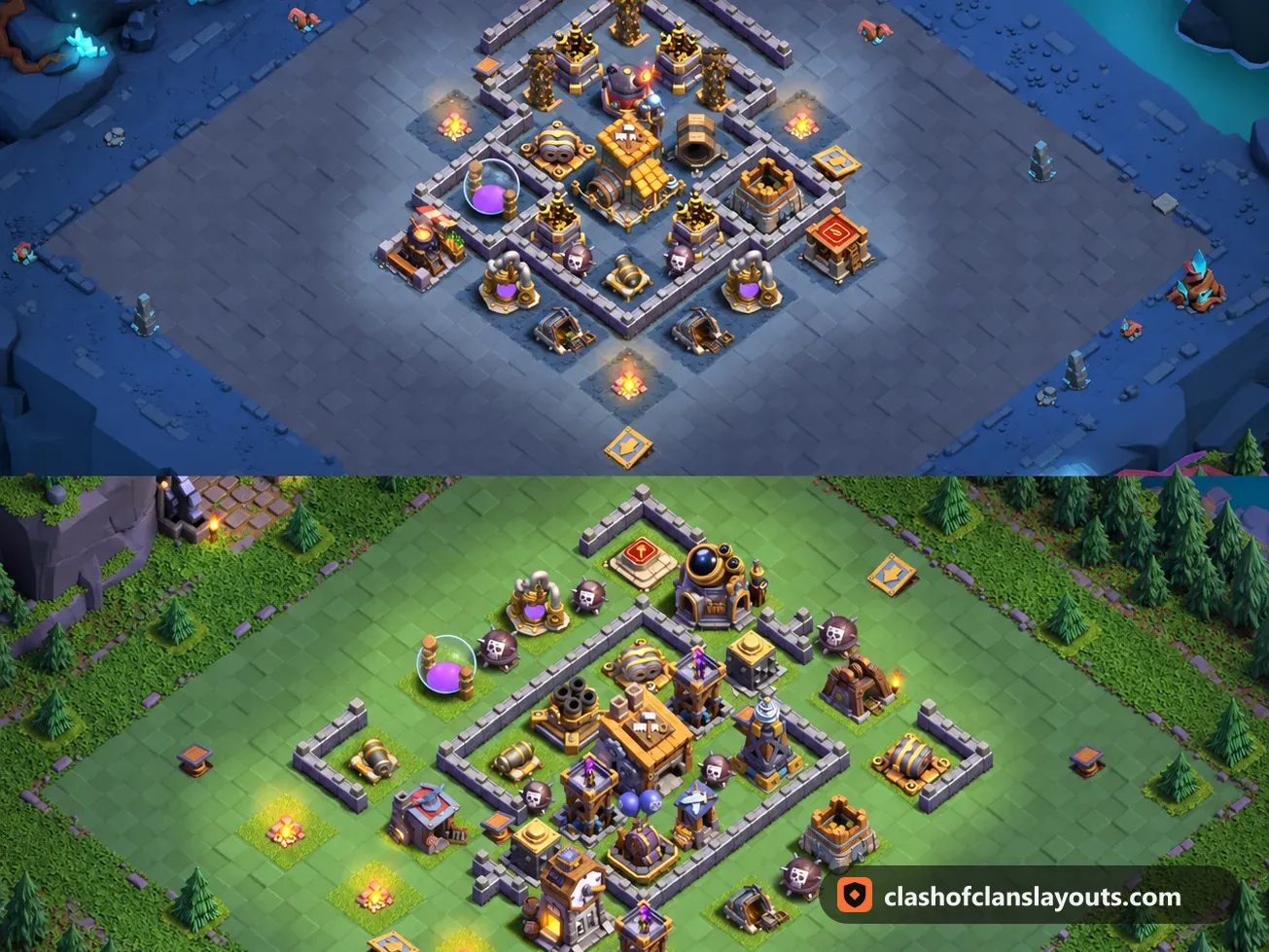 BH8 Trophy Base Layout 21: Clash of Clans Builder Hall 8 trophy base layout, full base picture