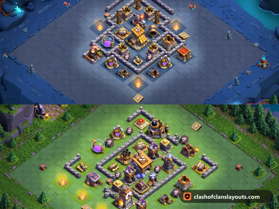 BH8 Trophy Base Layout 21: Clash of Clans Builder Hall 8 trophy base layout, full base picture