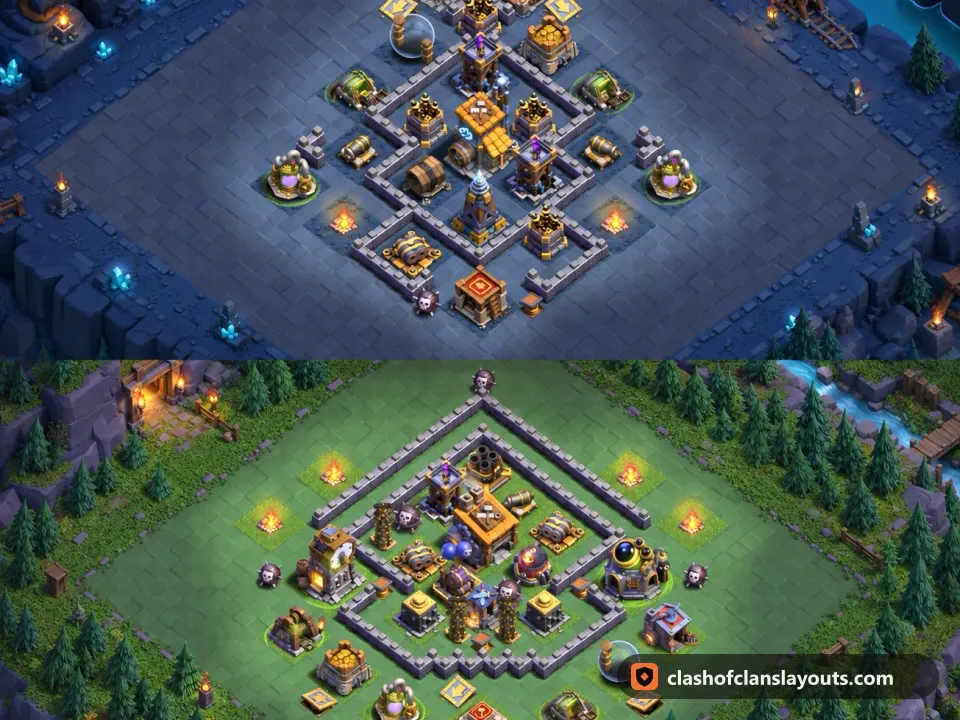 BH8 Trophy Base Layout 23: Clash of Clans Builder Hall 8 trophy base layout, full base picture