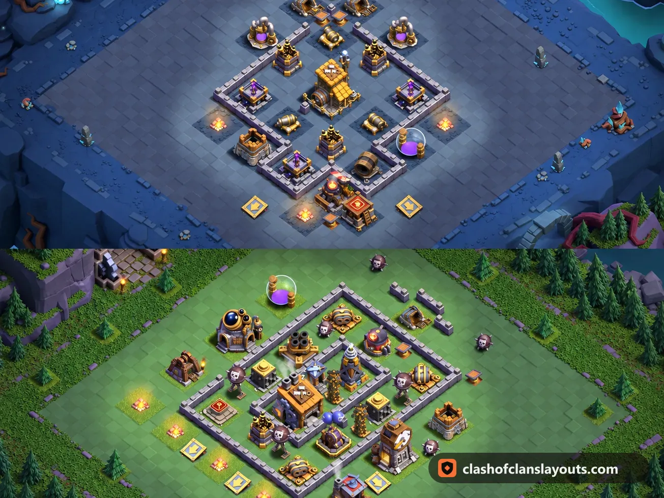 BH8 Trophy Base Layout 24: Clash of Clans Builder Hall 8 trophy base layout, full base picture