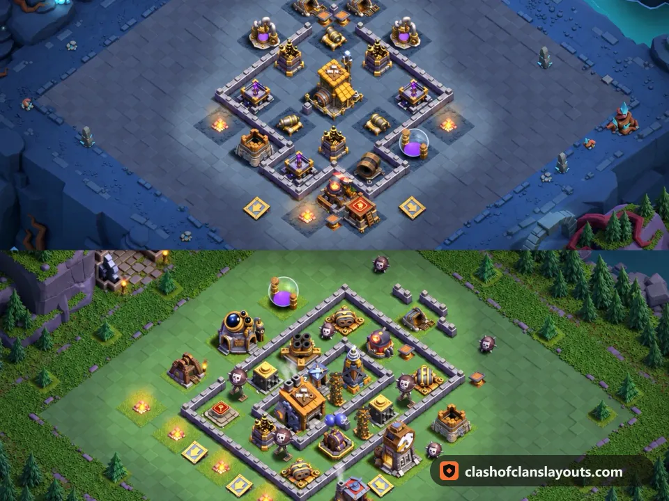 BH8 Trophy Base Layout 24: Clash of Clans Builder Hall 8 trophy base layout, full base picture