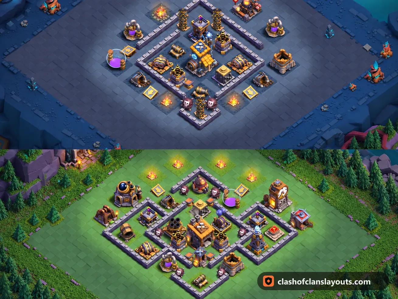 BH8 Trophy Base Layout 30: Clash of Clans Builder Hall 8 trophy base layout, full base picture