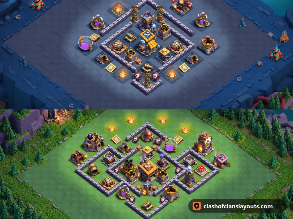 BH8 Trophy Base Layout 30: Clash of Clans Builder Hall 8 trophy base layout, full base picture