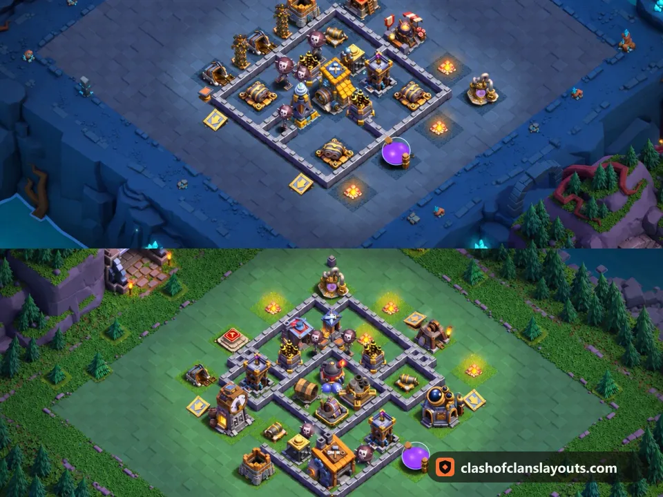 BH8 Trophy Base Layout 31: Clash of Clans Builder Hall 8 trophy base layout, full base picture