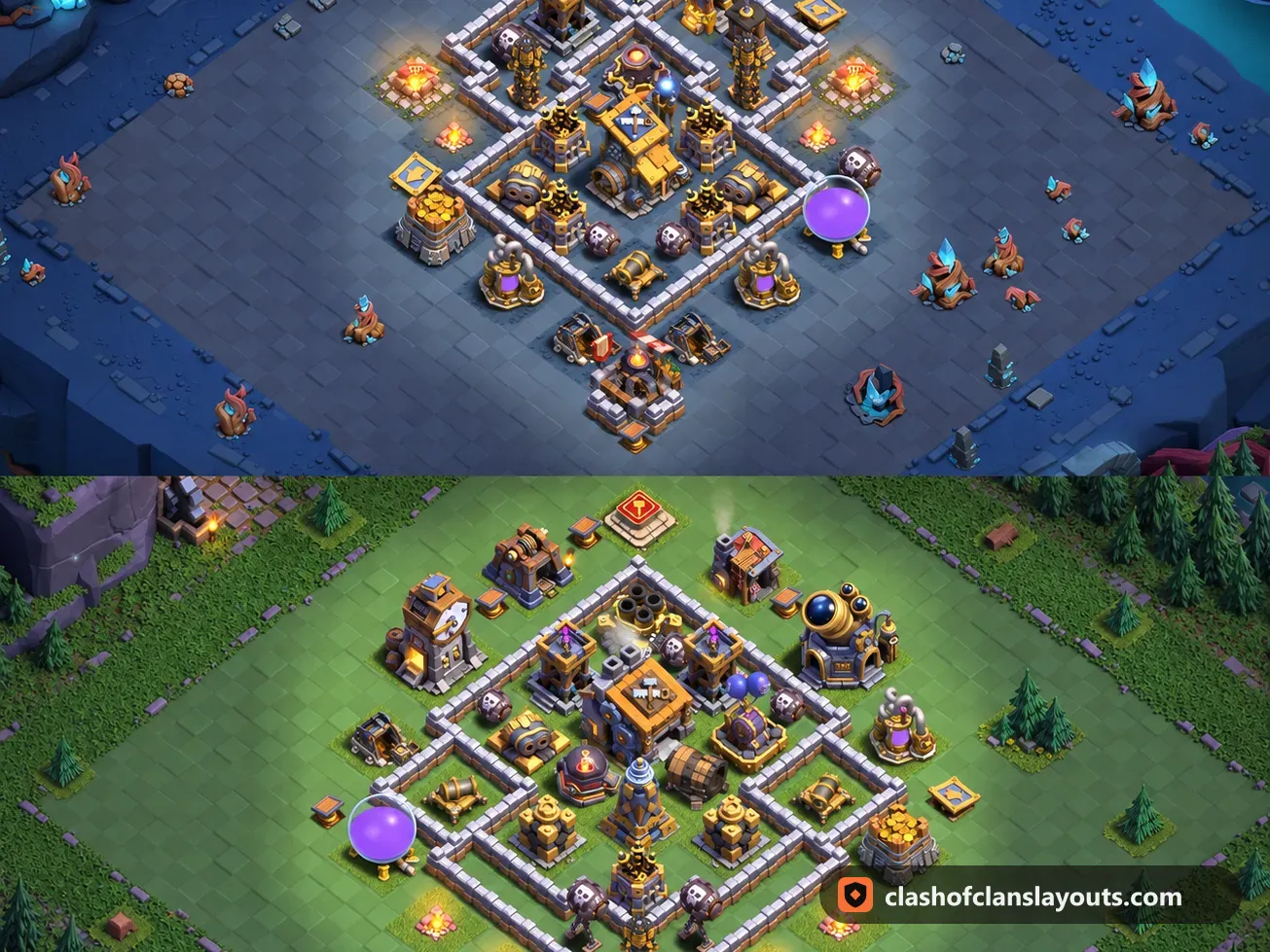 BH9 Trophy Base Layout 41: Clash of Clans Builder Hall 9 trophy base layout, full base picture