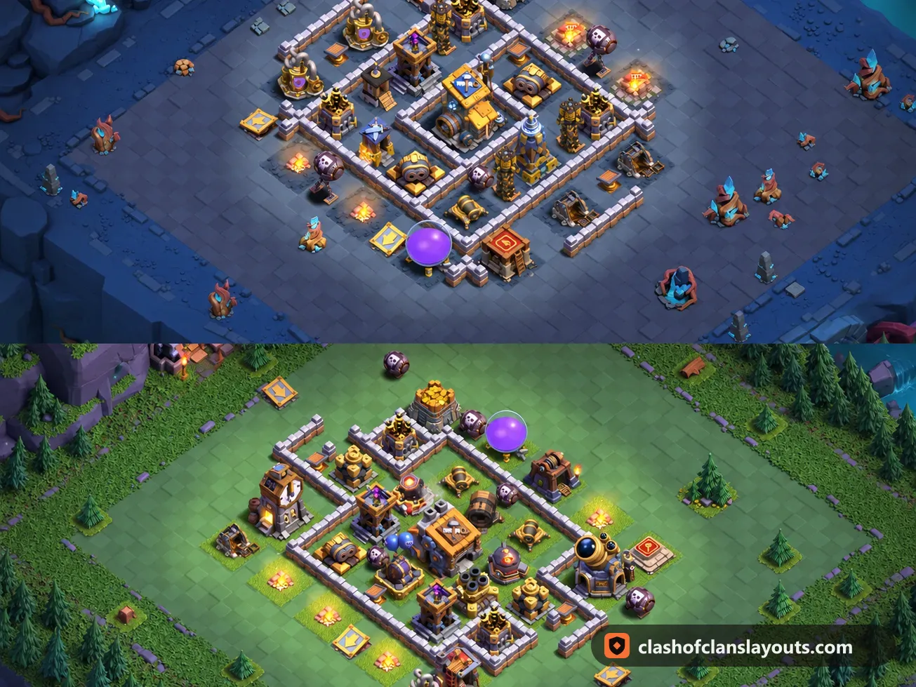 BH9 Trophy Base Layout 42: Clash of Clans Builder Hall 9 trophy base layout, full base picture