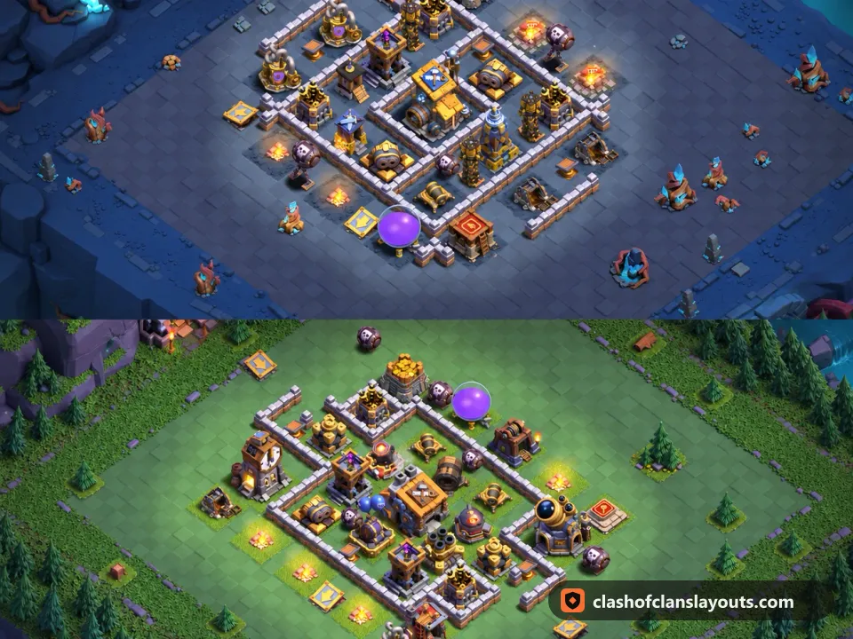 BH9 Trophy Base Layout 42: Clash of Clans Builder Hall 9 trophy base layout, full base picture