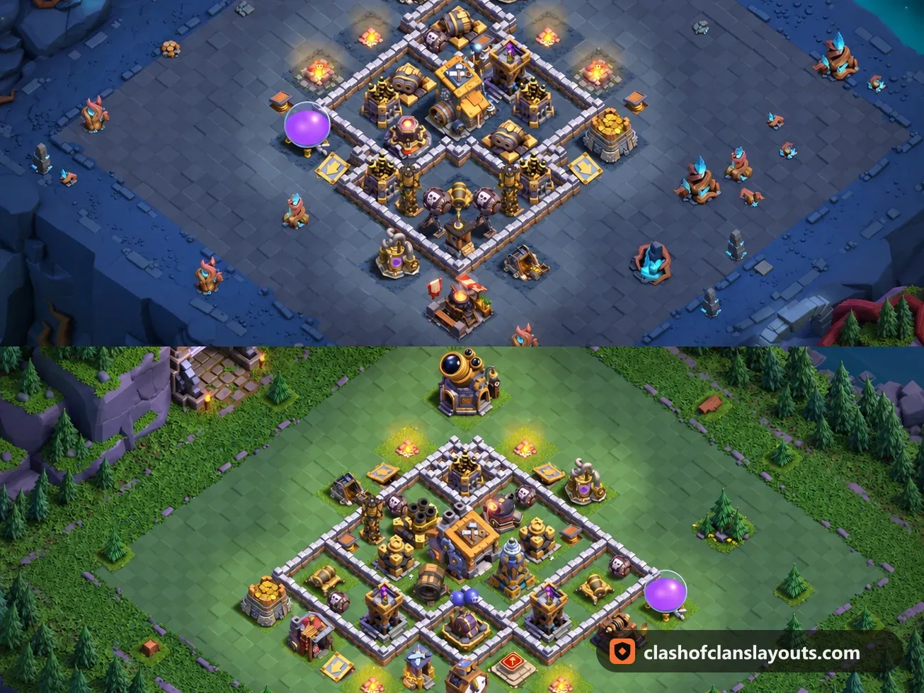 BH9 Trophy Base Layout 43: Clash of Clans Builder Hall 9 trophy base layout, full base picture