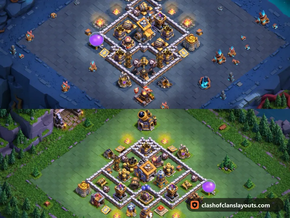 BH9 Trophy Base Layout 43: Clash of Clans Builder Hall 9 trophy base layout, full base picture