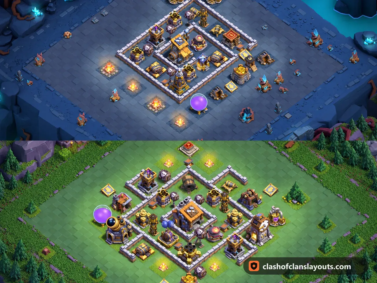 BH9 Trophy Base Layout 45: Clash of Clans Builder Hall 9 trophy base layout, full base picture