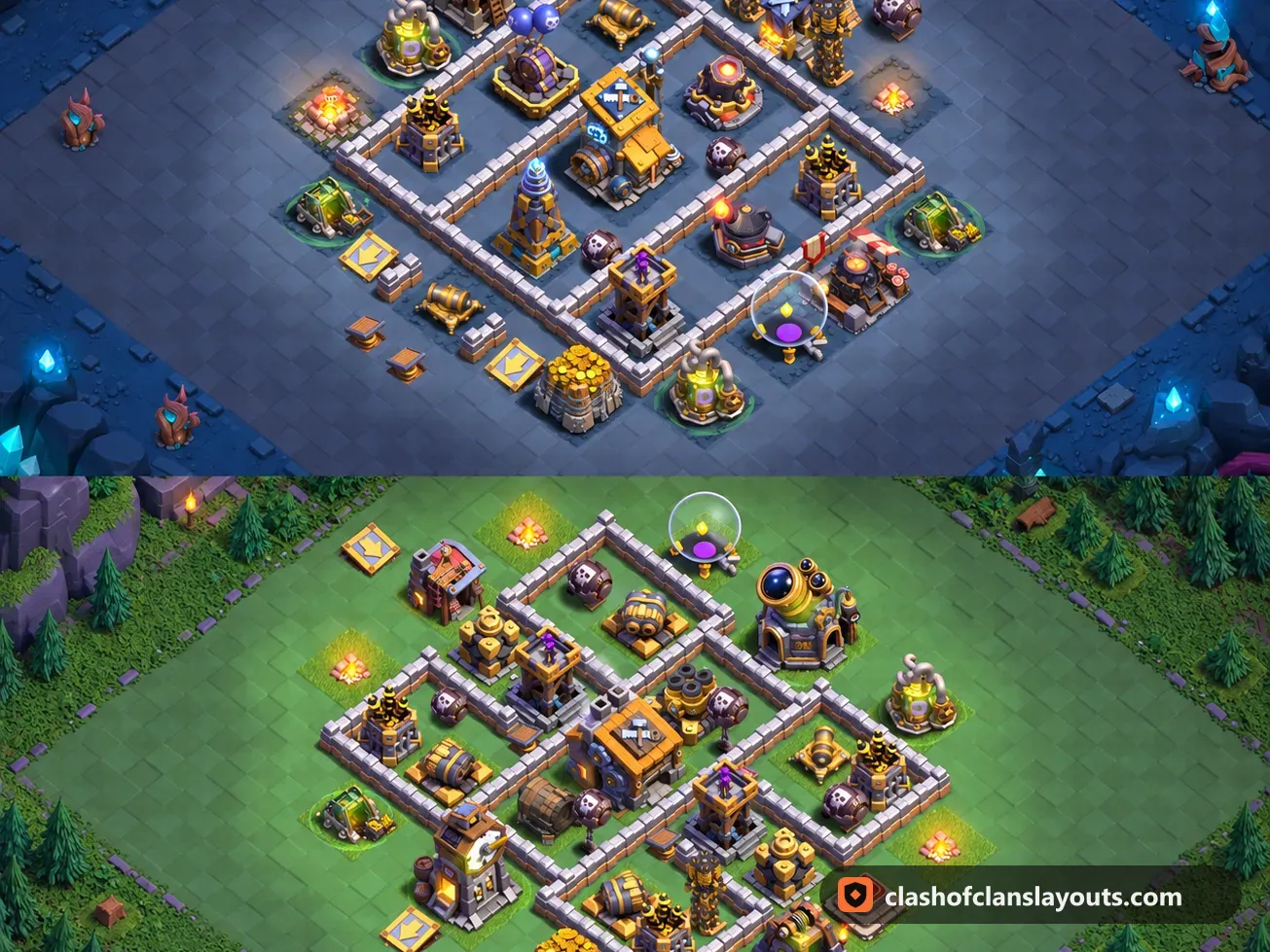 BH9 Trophy Base Layout 46: Clash of Clans Builder Hall 9 trophy base layout, full base picture