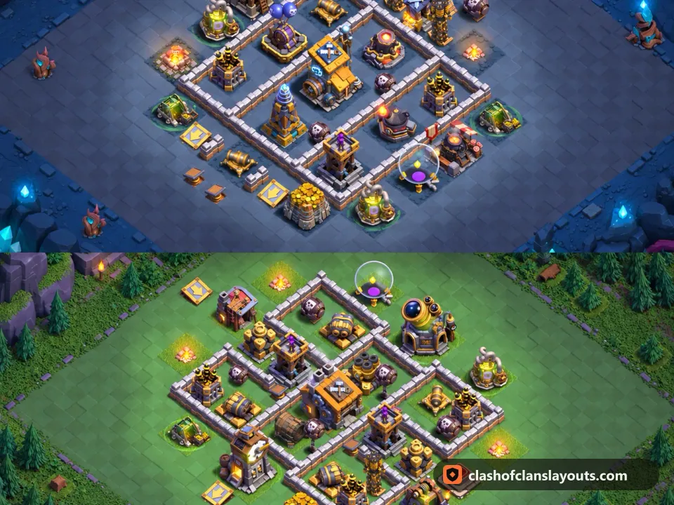 BH9 Trophy Base Layout 46: Clash of Clans Builder Hall 9 trophy base layout, full base picture