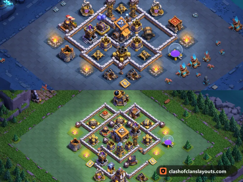 BH9 Trophy Base Layout 47: Clash of Clans Builder Hall 9 trophy base layout, full base picture