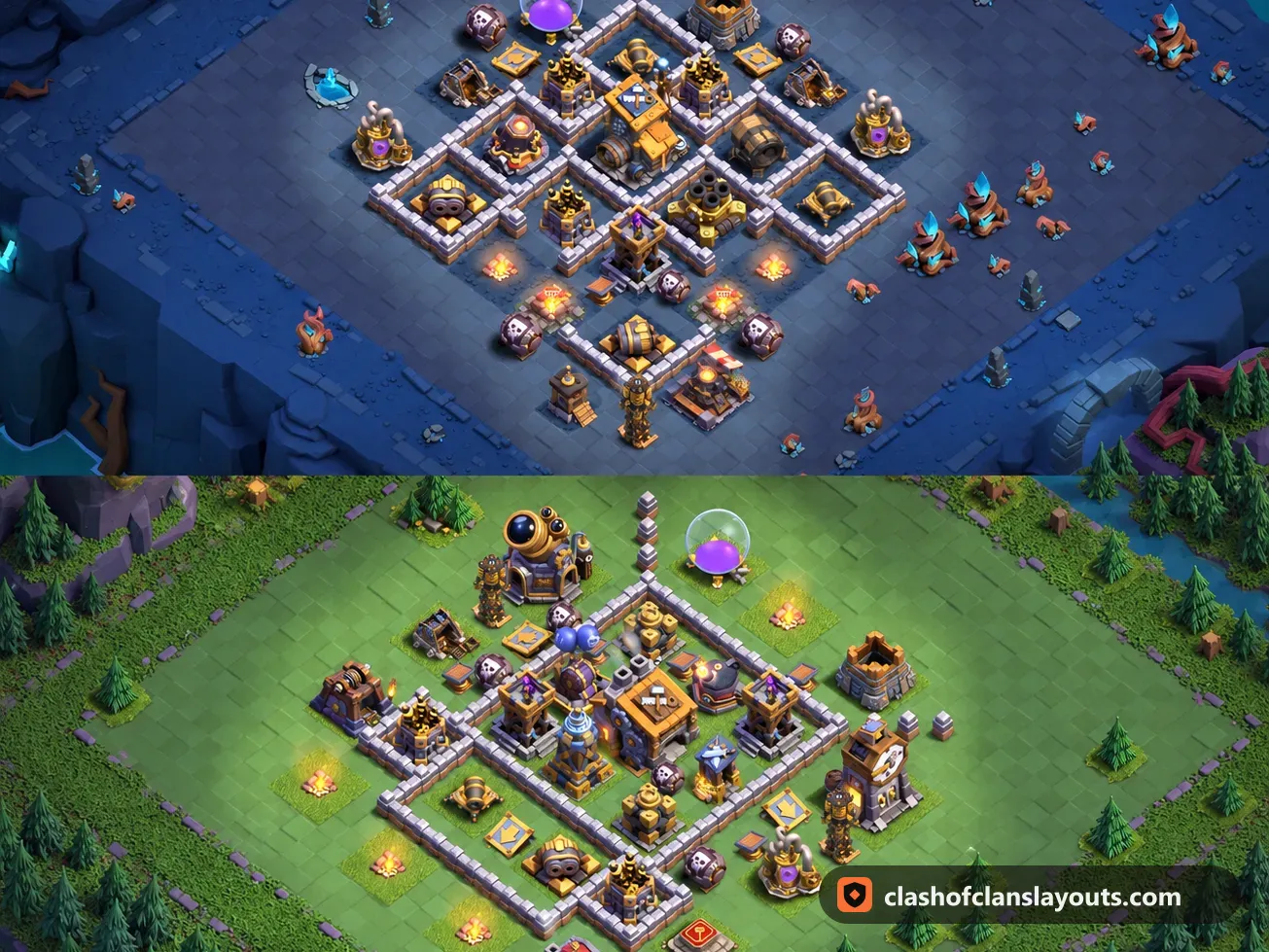 BH9 Trophy Base Layout 48: Clash of Clans Builder Hall 9 trophy base layout, full base picture