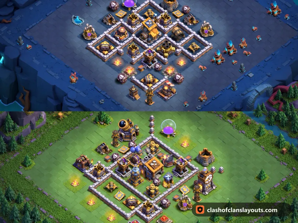 BH9 Trophy Base Layout 48: Clash of Clans Builder Hall 9 trophy base layout, full base picture