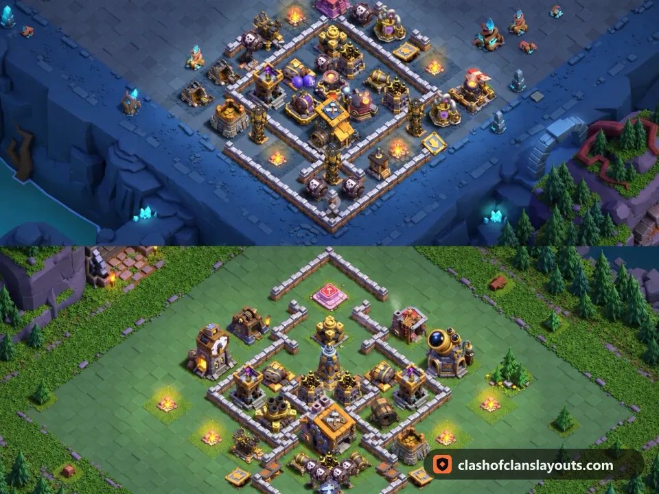 BH9 Trophy Base Layout 50: Clash of Clans Builder Hall 9 trophy base layout, full base picture