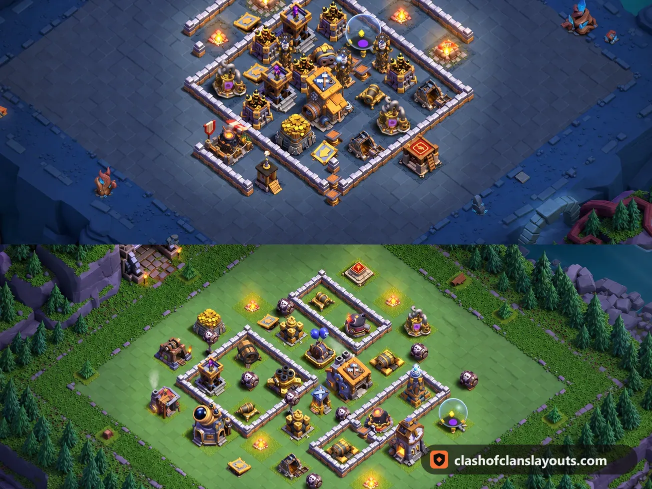 BH9 Trophy Base Layout 51: Clash of Clans Builder Hall 9 trophy base layout, full base picture