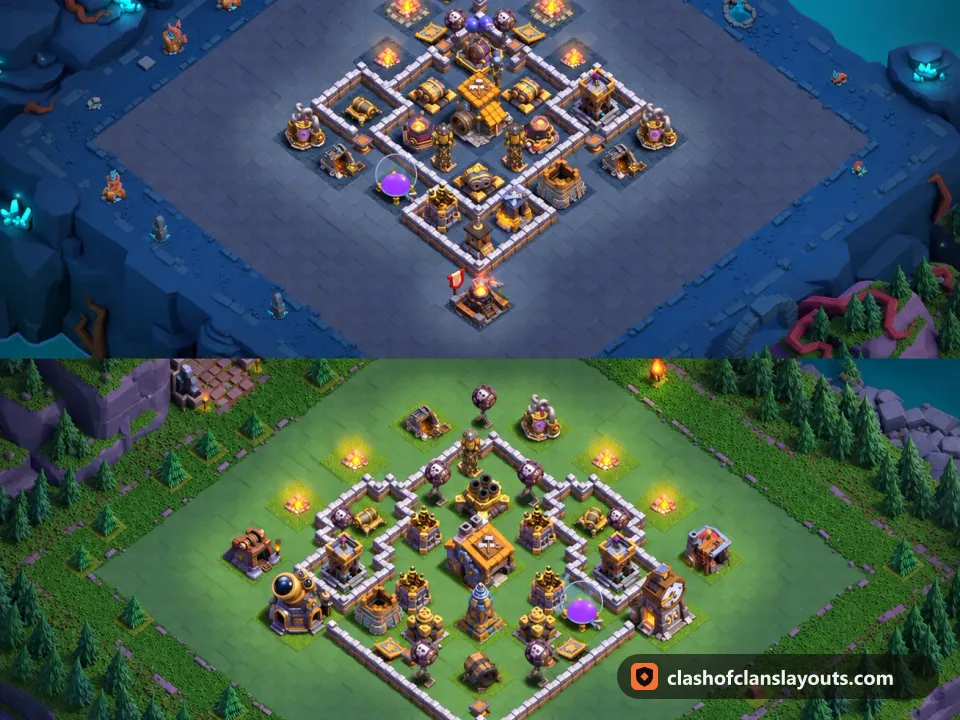 BH9 Trophy Base Layout 52: Clash of Clans Builder Hall 9 trophy base layout, full base picture