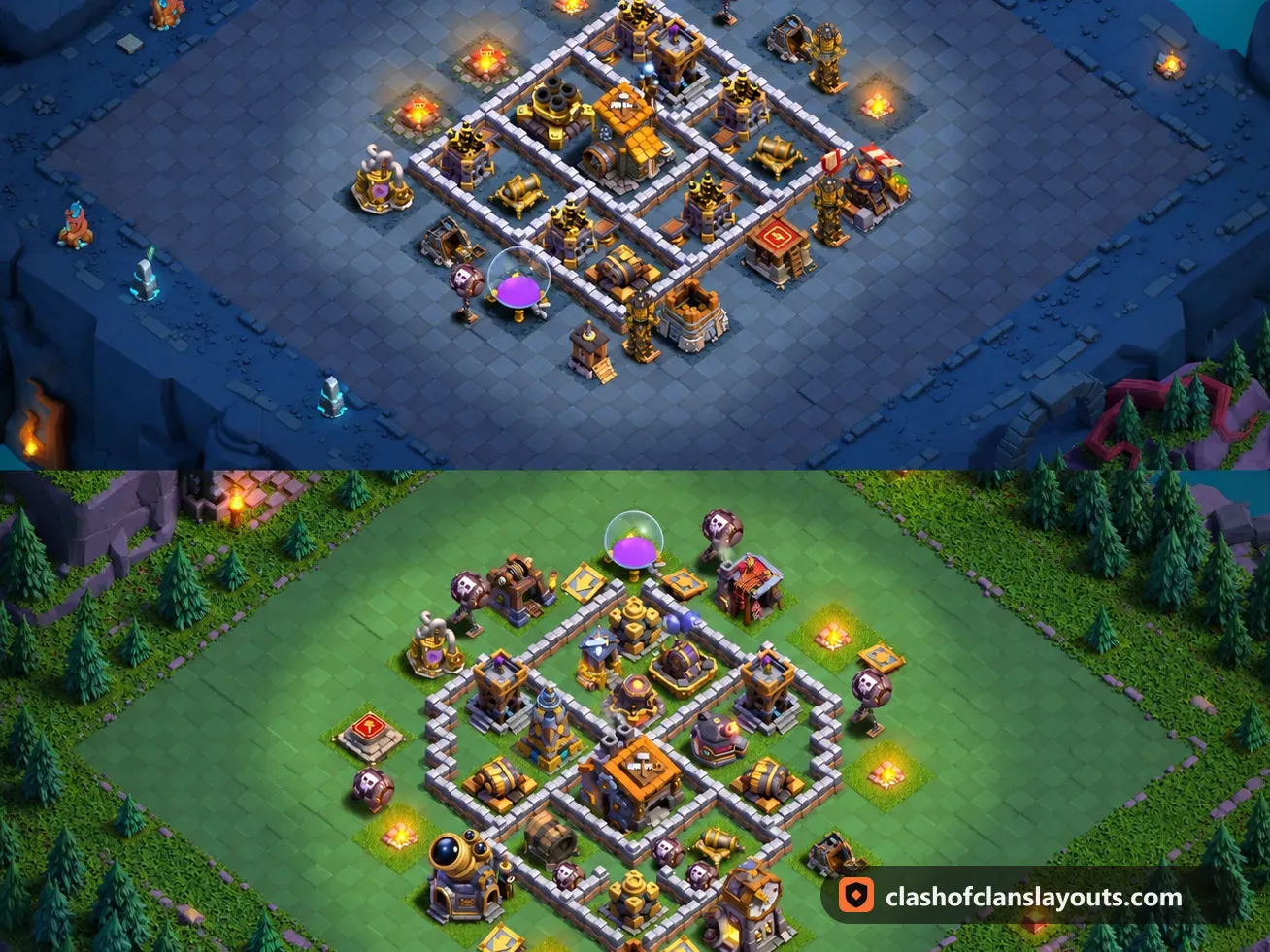 BH9 Trophy Base Layout 53: Clash of Clans Builder Hall 9 trophy base layout, full base picture