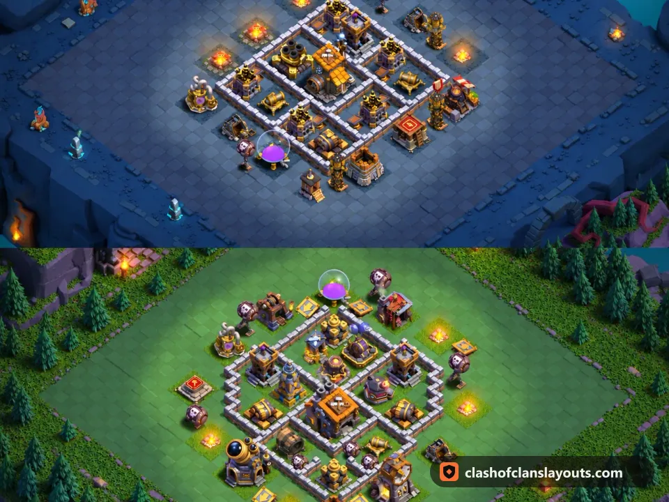 BH9 Trophy Base Layout 53: Clash of Clans Builder Hall 9 trophy base layout, full base picture
