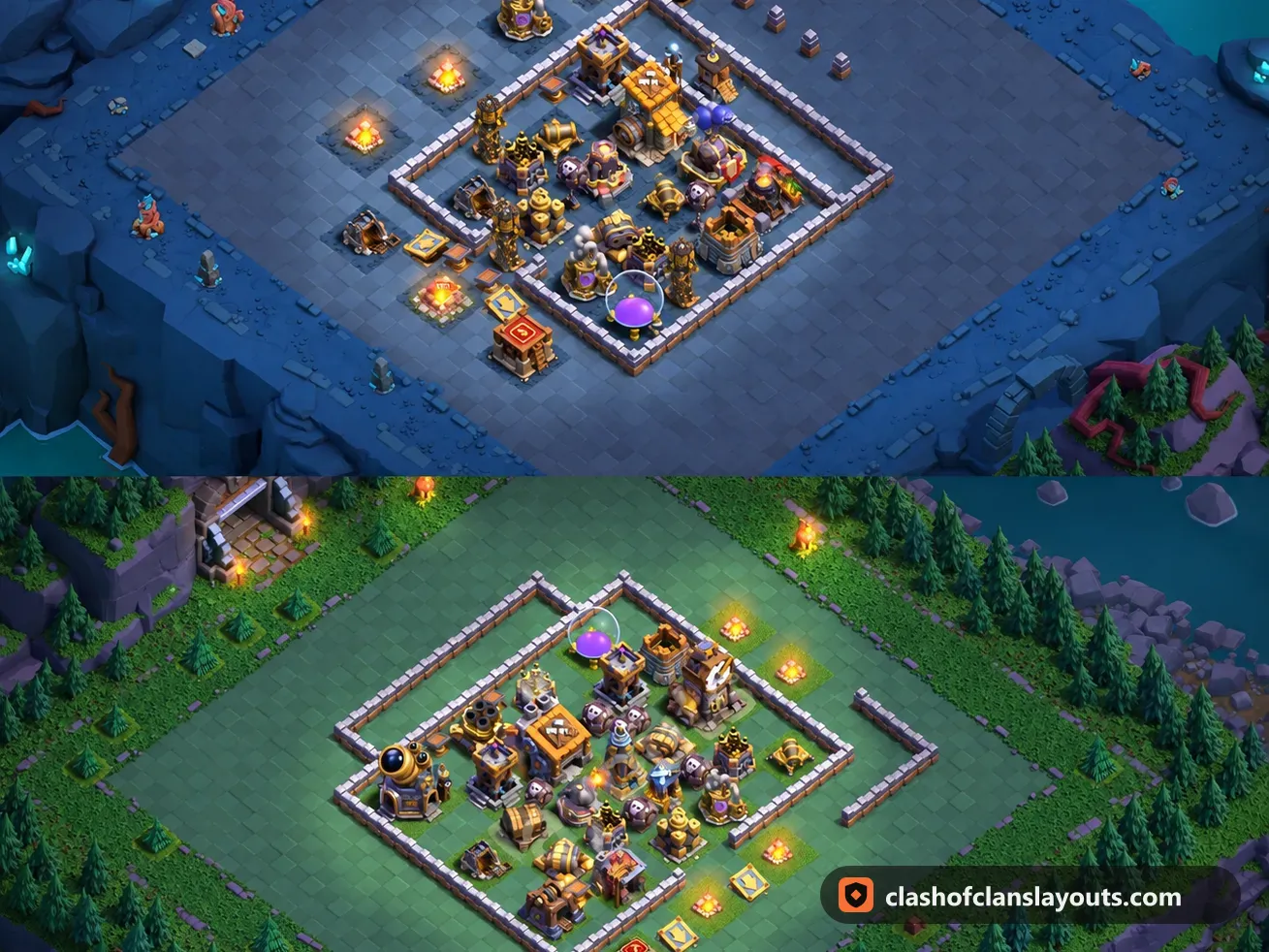 BH9 Trophy Base Layout 54: Clash of Clans Builder Hall 9 trophy base layout, full base picture