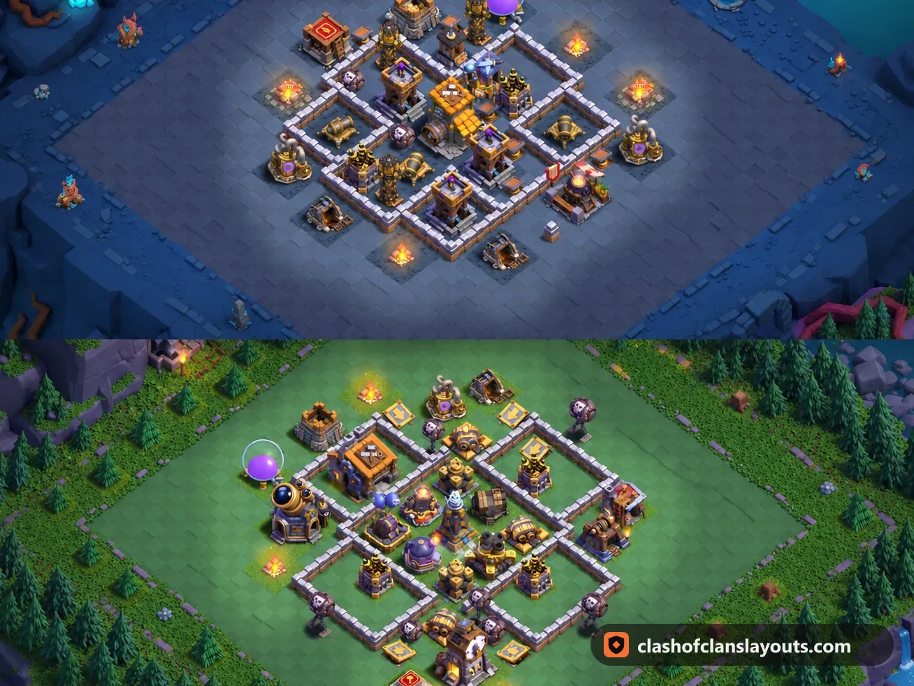 BH9 Trophy Base Layout 55: Clash of Clans Builder Hall 9 trophy base layout, full base picture