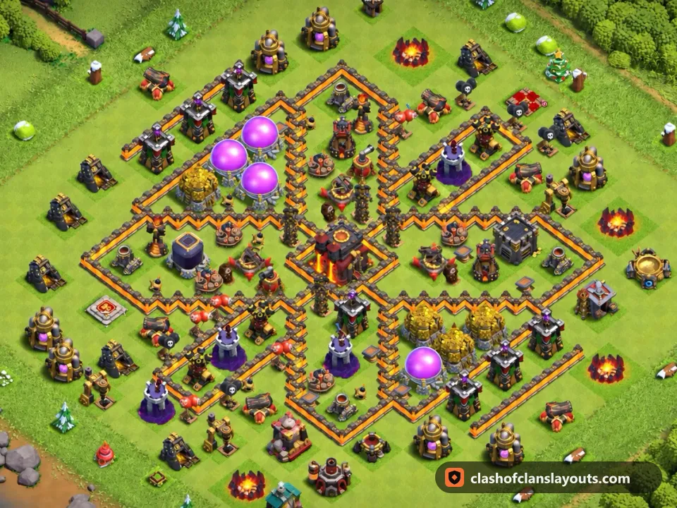 TH10 Farm Base Layout 219: Clash of Clans Town Hall 10 farm base layout, full base picture