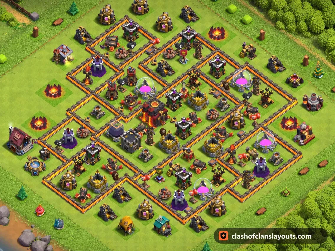 TH10 Farm Base Layout 222: Clash of Clans Town Hall 10 farm base layout, full base picture