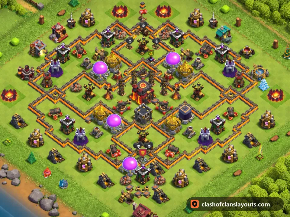 TH10 Farm Base Layout 226: Clash of Clans Town Hall 10 farm base layout, full base picture