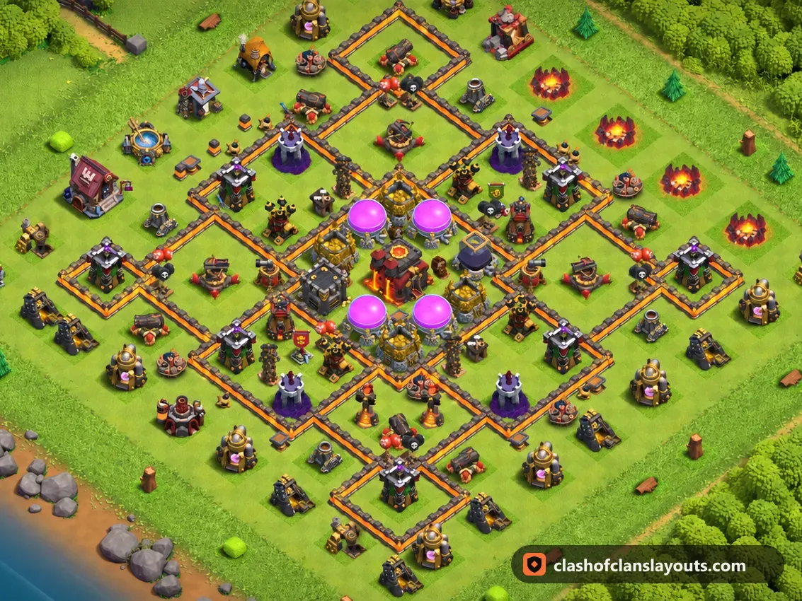 Base da Farm TH10 229: layout base farm per Municipio 10 di Clash of Clans, immagine completa della base