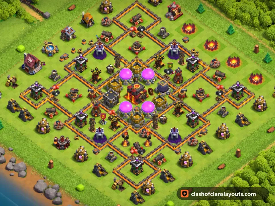 TH10 Farm Base Layout 229: Clash of Clans Town Hall 10 farm base layout, full base picture