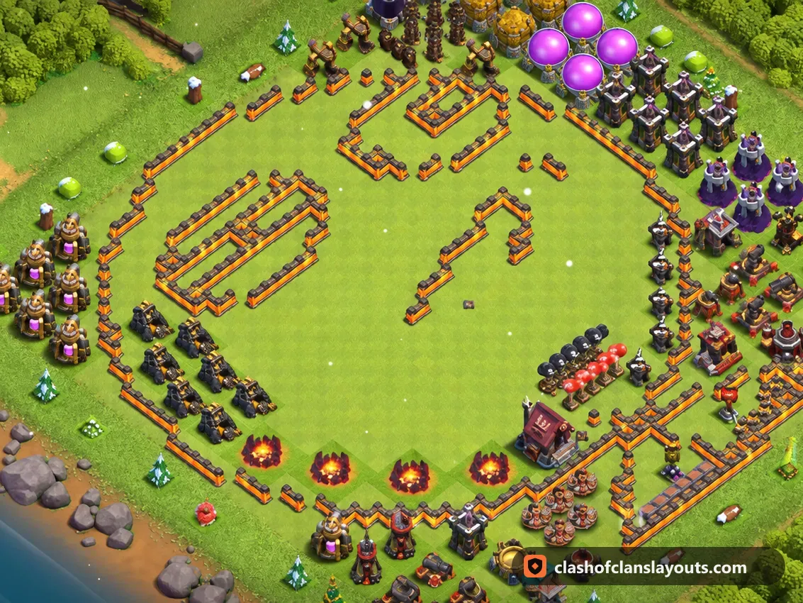 TH10 Funny Base Layout 39: Clash of Clans Town Hall 10 fun base layout, full base picture