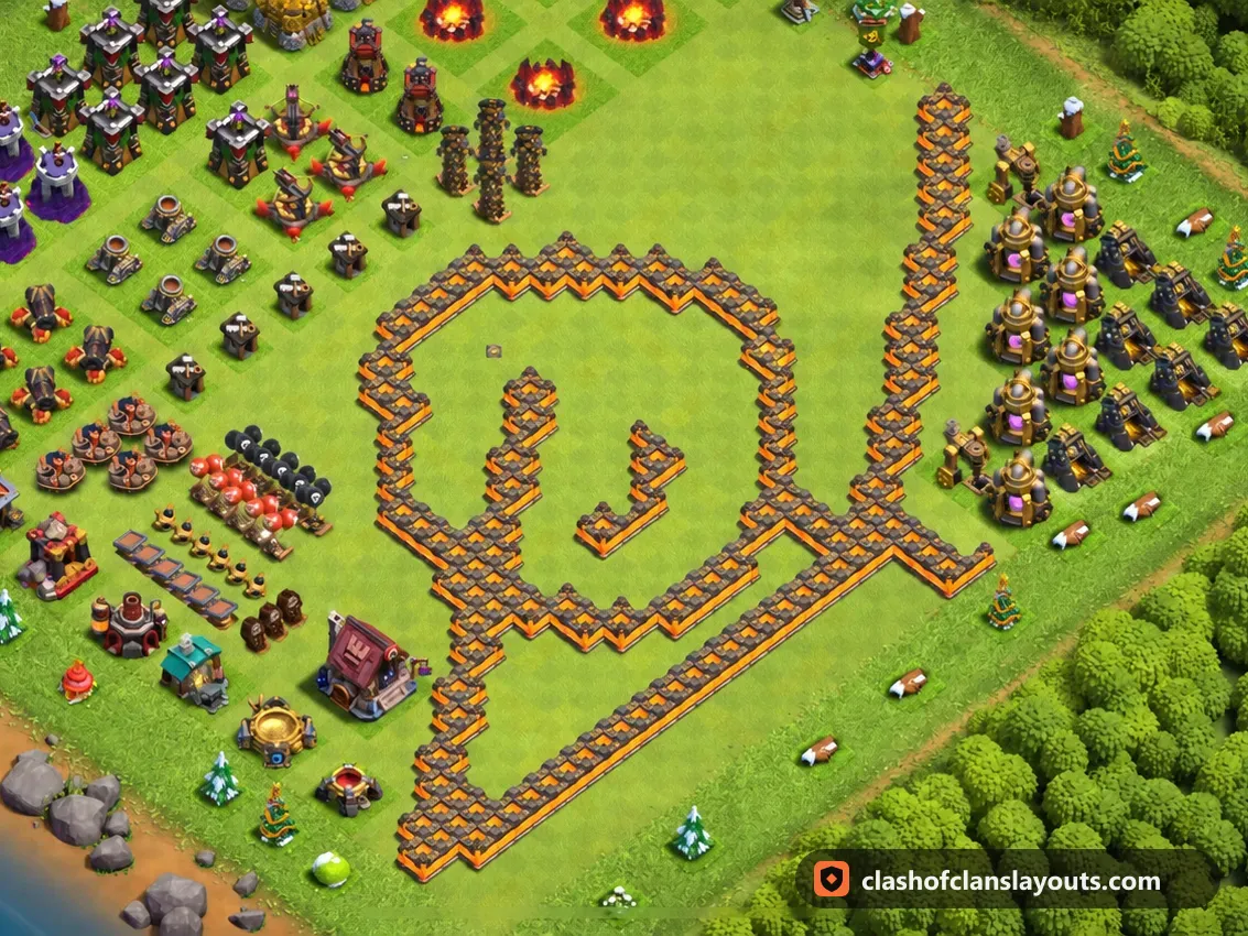 Base Divertida TH10 41: layout de base divertida de Clash of Clans para Centro de Vila 10, imagem completa da base