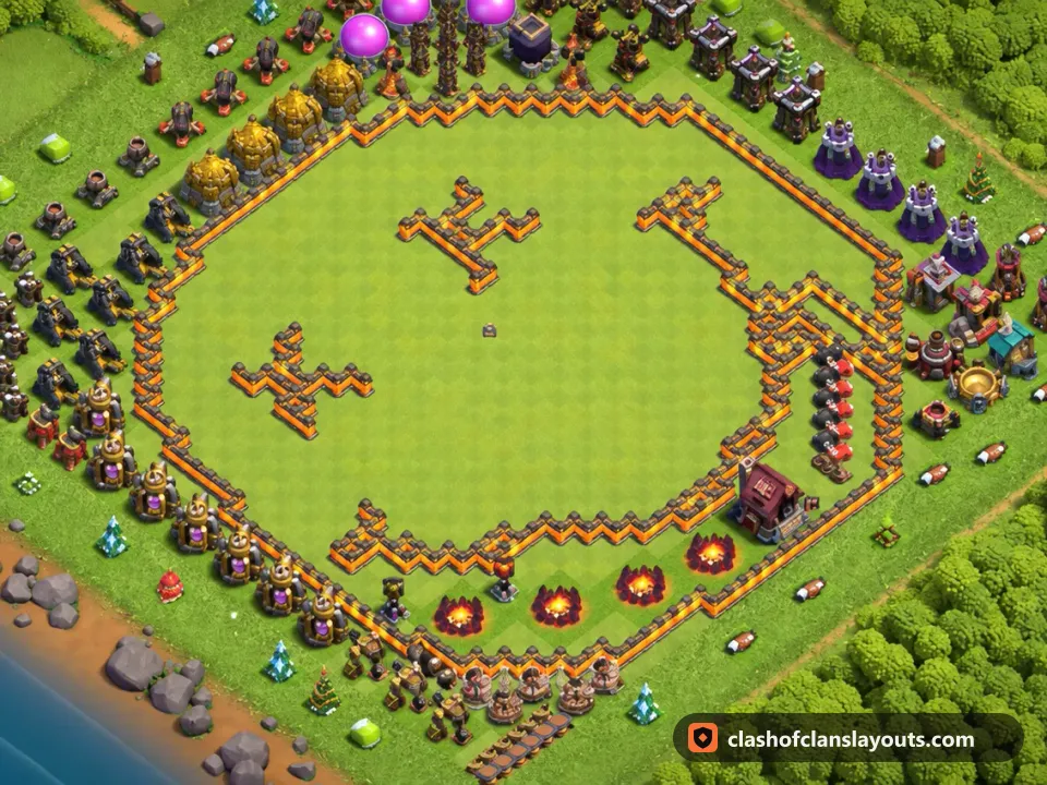 TH10 Funny Base Layout 43: Clash of Clans Town Hall 10 fun base layout, full base picture