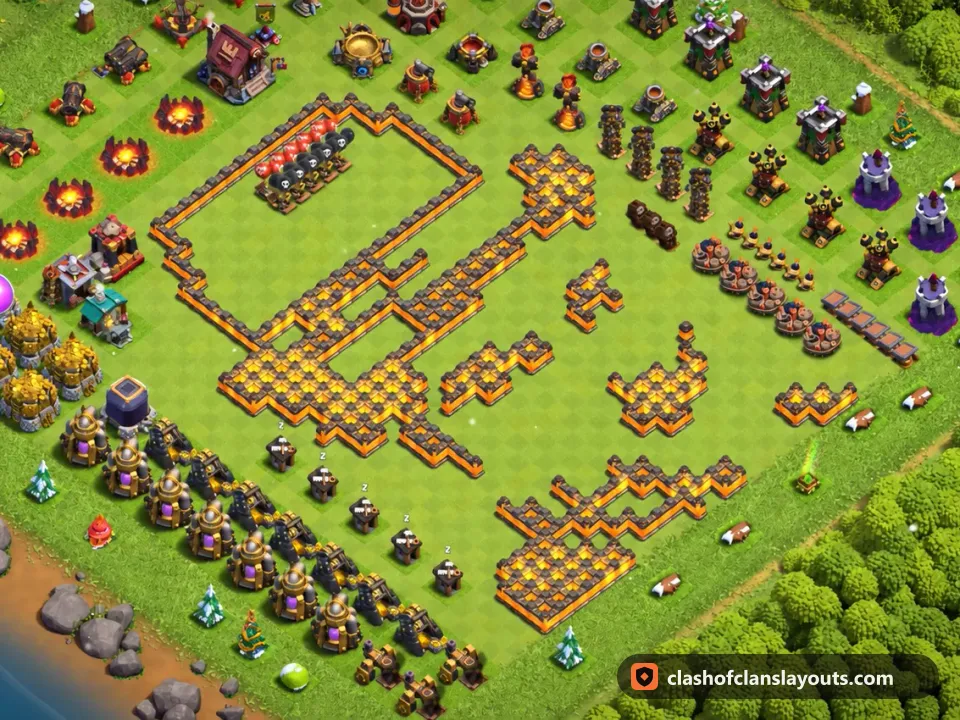 TH10 Funny Base Layout 44: Clash of Clans Town Hall 10 fun base layout, full base picture