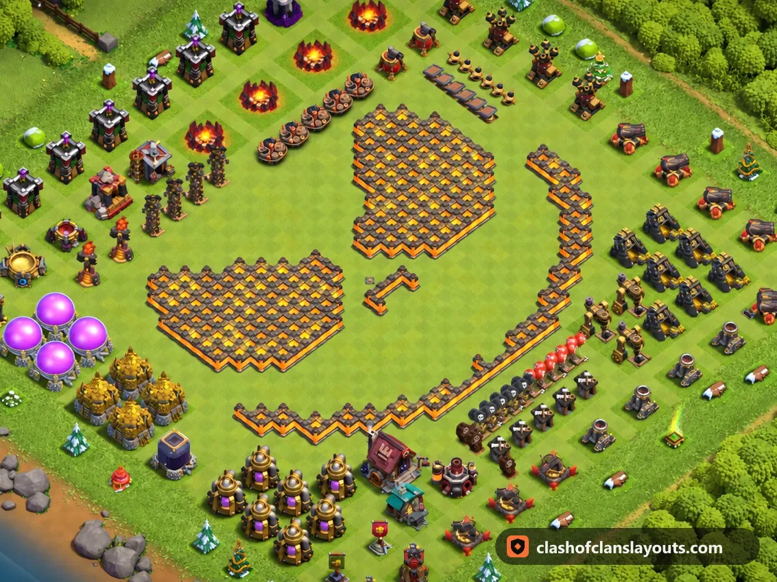 Base Fun TH10 46 : plan de base fun HDV 10 Clash of Clans, image complète de la base