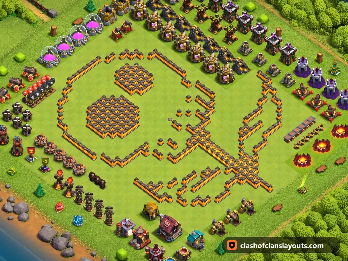 Base Fun TH10 48 : plan de base fun HDV 10 Clash of Clans, image complète de la base