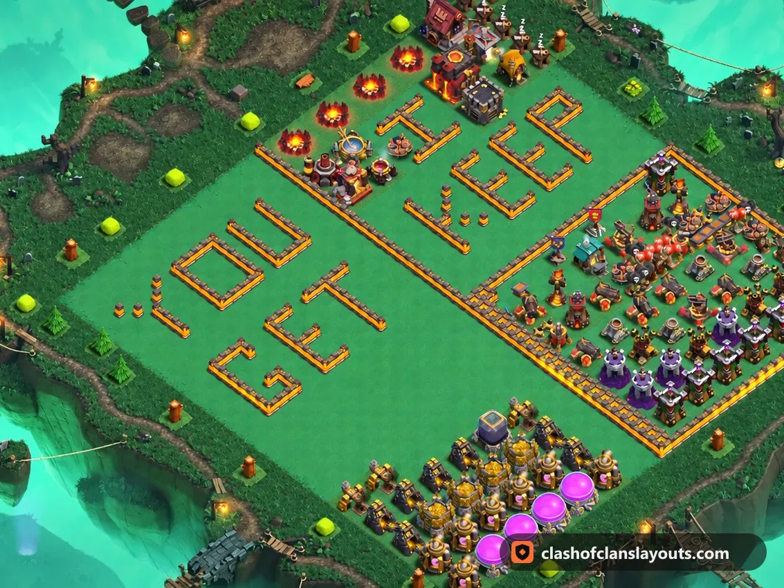 Base Divertida TH10 52: layout de base divertida de Clash of Clans para Centro de Vila 10, imagem completa da base