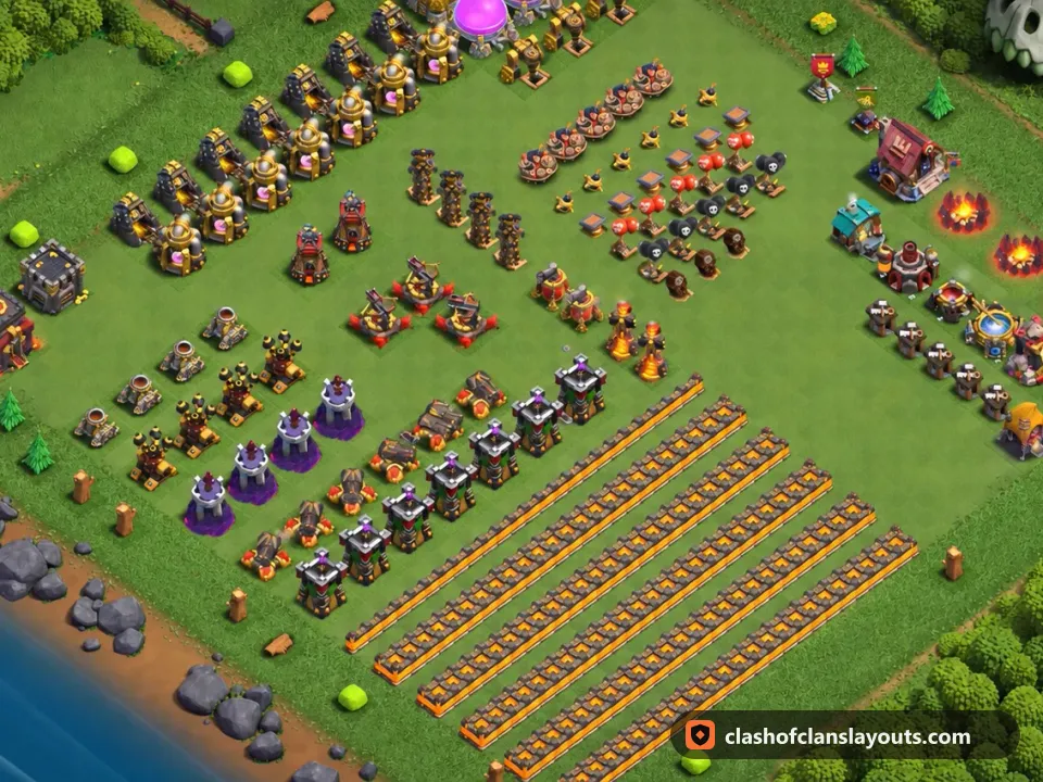 TH10 Funny Base Layout 53: Clash of Clans Town Hall 10 fun base layout, full base picture