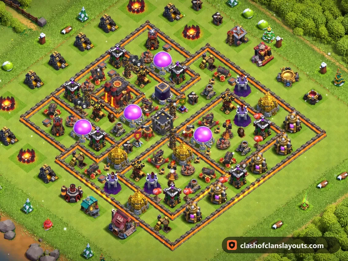 TH10 트로피 배치 270: 클래시 오브 클랜 마을회관 10 트로피 배치, 전체 배치 이미지