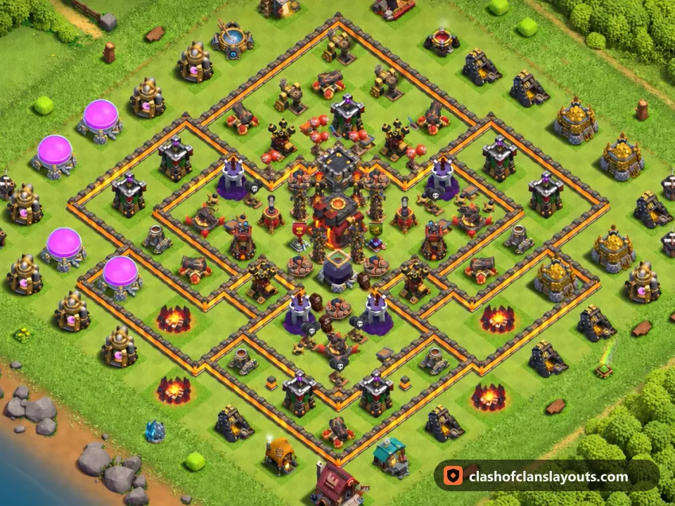 TH10 Trophy Base Layout 278: Clash of Clans Town Hall 10 trophy base layout, full base picture