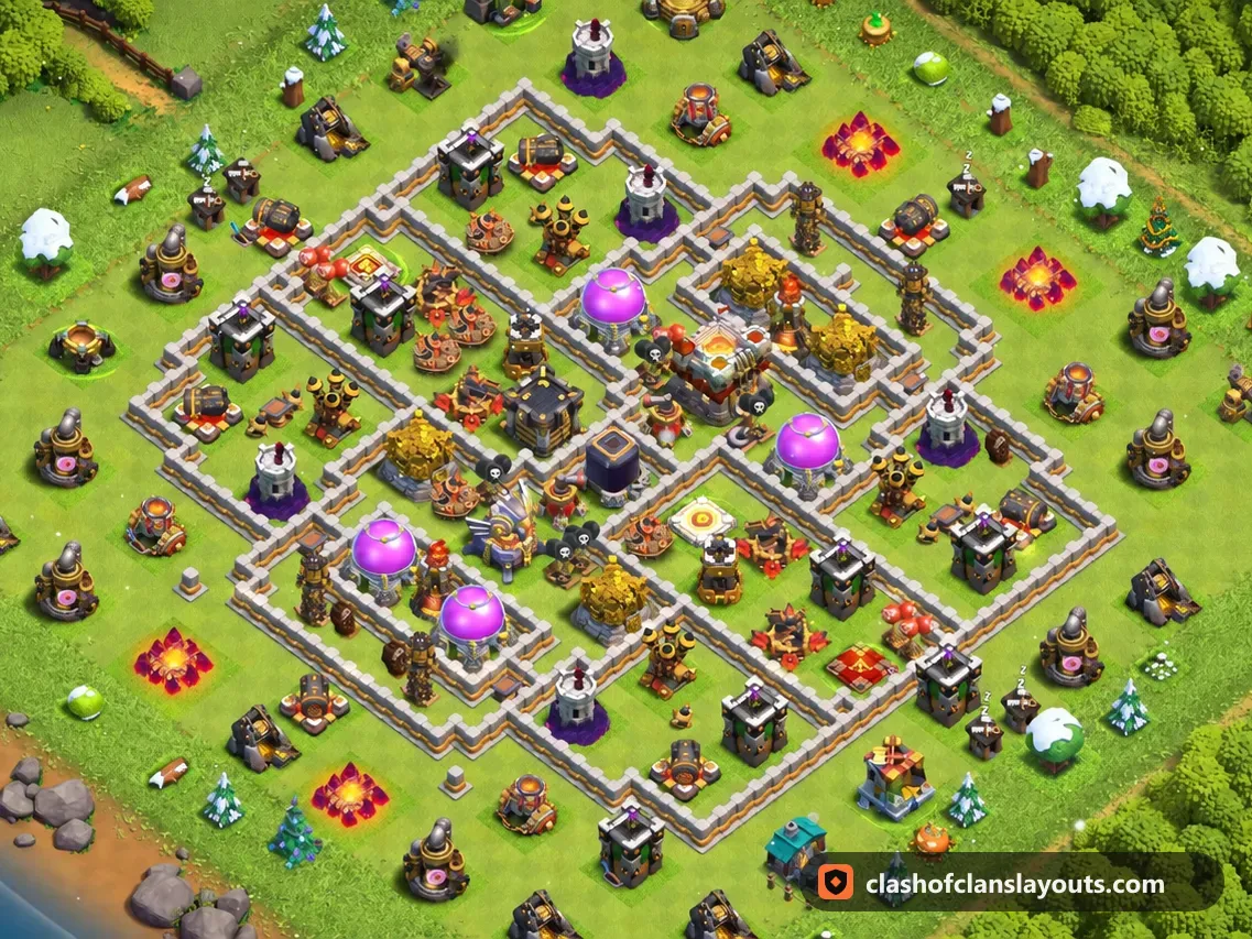 TH11 Farm Base Layout 55: Clash of Clans Town Hall 11 farm base layout, full base picture