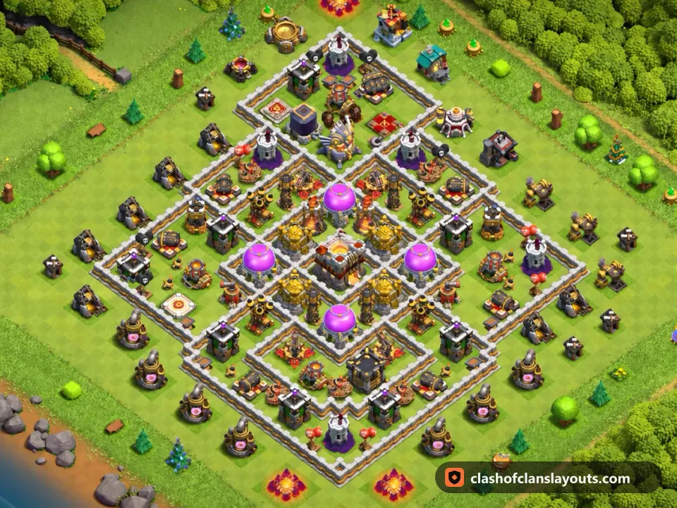 TH11 Farm Base Layout 57: Clash of Clans Town Hall 11 farm base layout, full base picture