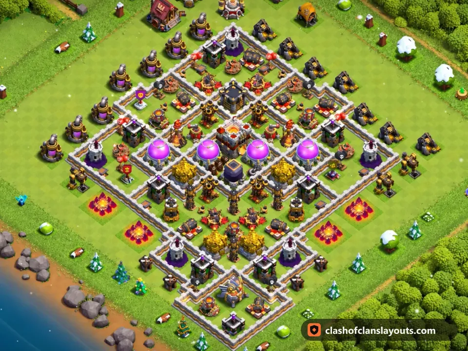 TH11 Farm Base Layout 59: Clash of Clans Town Hall 11 farm base layout, full base picture