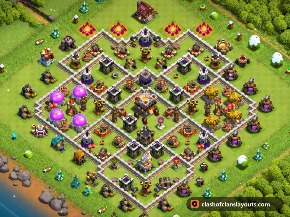TH11 Farm Base Layout 60: Clash of Clans Town Hall 11 farm base layout, full base picture