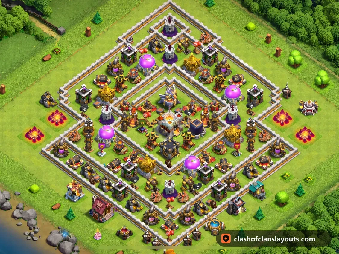 Farmbase TH11 64: Clash of Clans Farmbase für Rathaus 11, komplettes Bild der Base