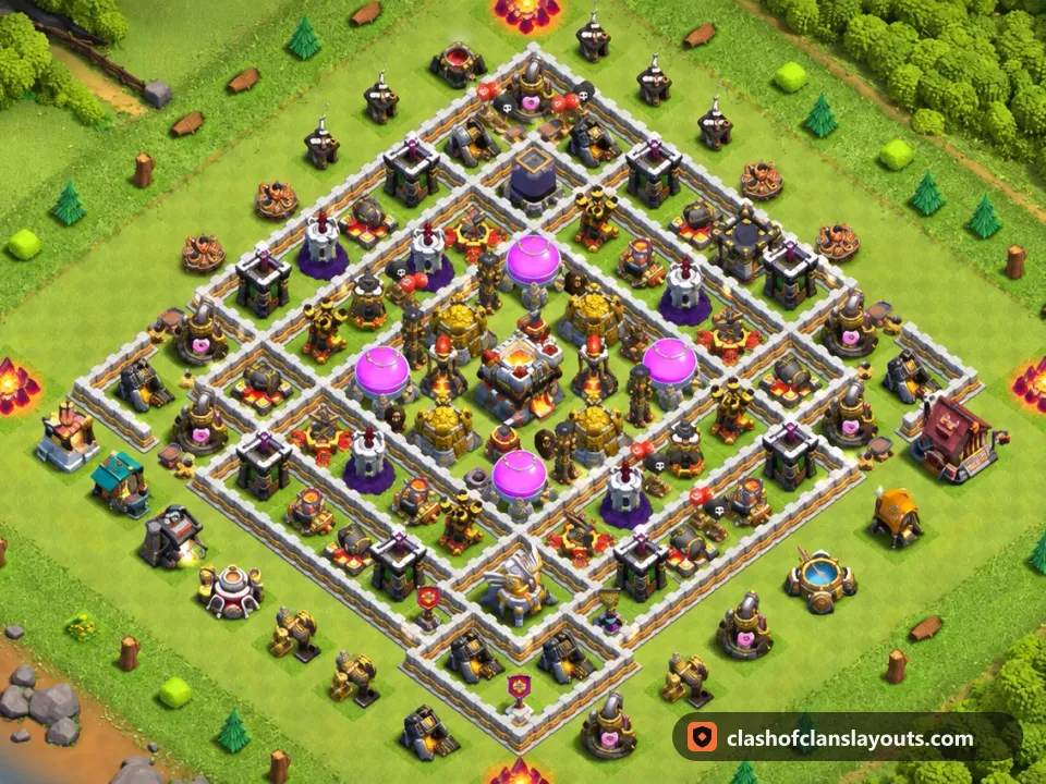 TH11 Farm Base Layout 66: Clash of Clans Town Hall 11 farm base layout, full base picture