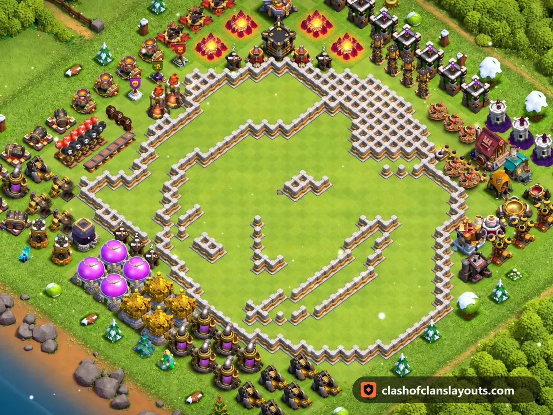 Base Divertida TH11 78: layout de base divertida de Clash of Clans para Centro de Vila 11, imagem completa da base