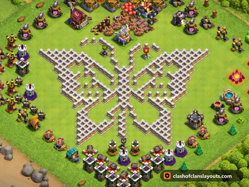 TH11 Funny Base Layout 87: Clash of Clans Town Hall 11 fun base layout, full base picture